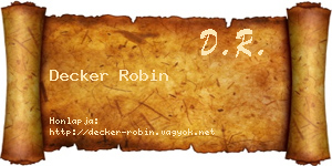 Decker Robin névjegykártya